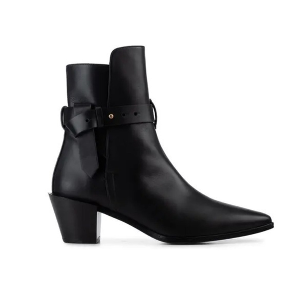 Frame Le Beverly leather high heel ankle booties in noir black size EU 39 / 8.5
